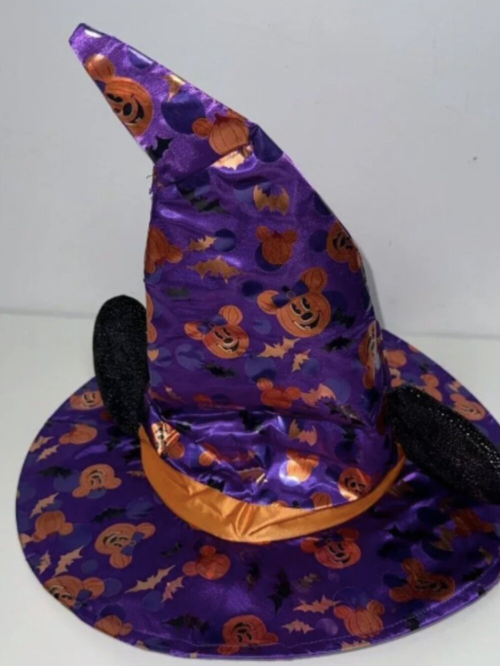 Disney Parks Witch Hat Mickey Mouse Ears Halloween Purple Orange Satin One Size - Picture 2 of 4